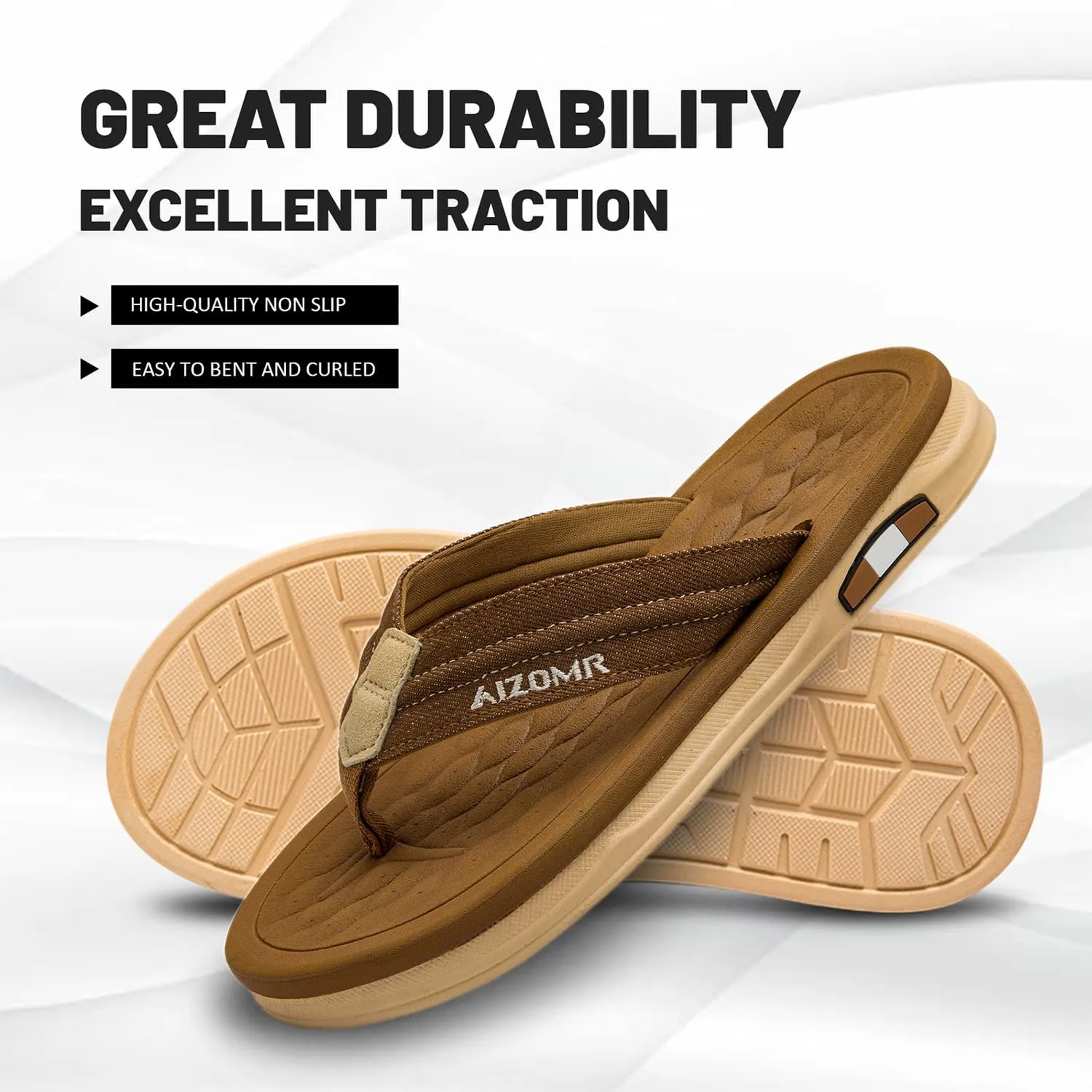 Mens Beach Flip Flops Orthotic Summer Thong Sandals Comfort Rubber Soles with Soft Cushion