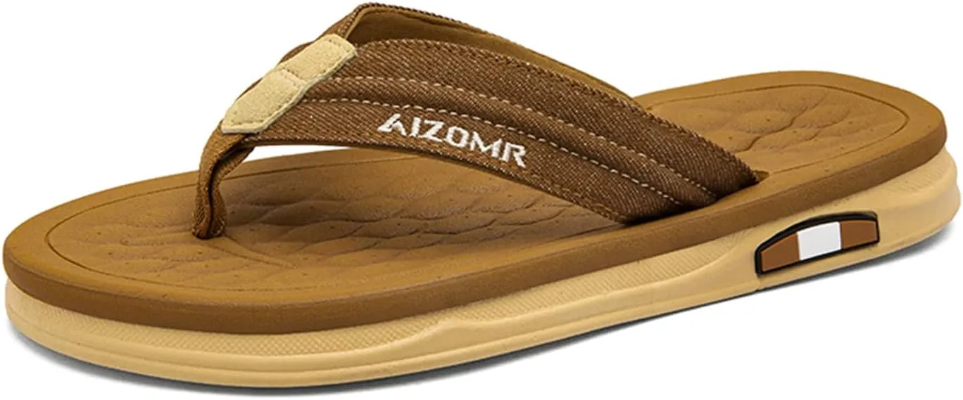 Mens Beach Flip Flops Orthotic Summer Thong Sandals Comfort Rubber Soles with Soft Cushion