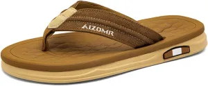 Mens Beach Flip Flops Orthotic Summer Thong Sandals Comfort Rubber Soles with Soft Cushion