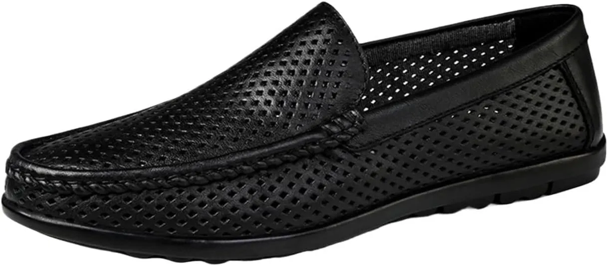Men's Breathable Leather Loafers – Lightweight Slip-On Shoes with Anti-Slip Sole, Comfortable and Casual Slip-Resistant Design