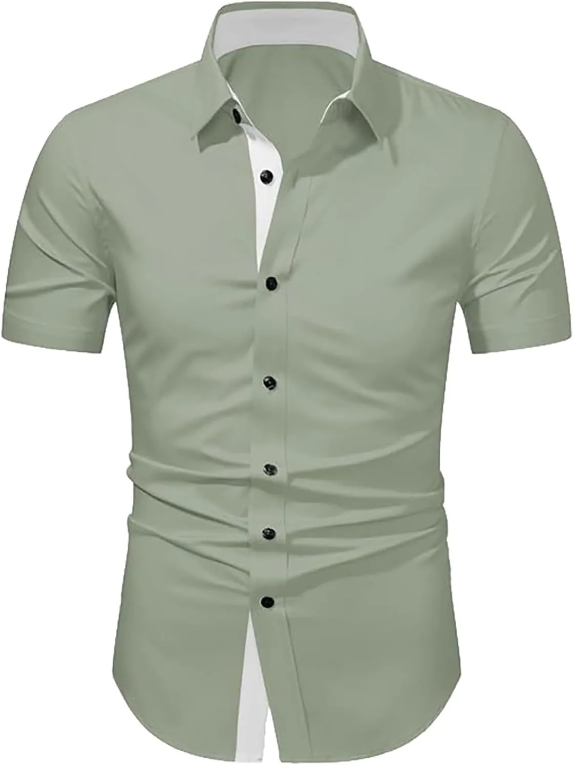 Mens Casual Button Down Shirts Wrinkle-Free Short Sleeve Business Dress Shirt Summer Fashion Collared Vacation Blouse