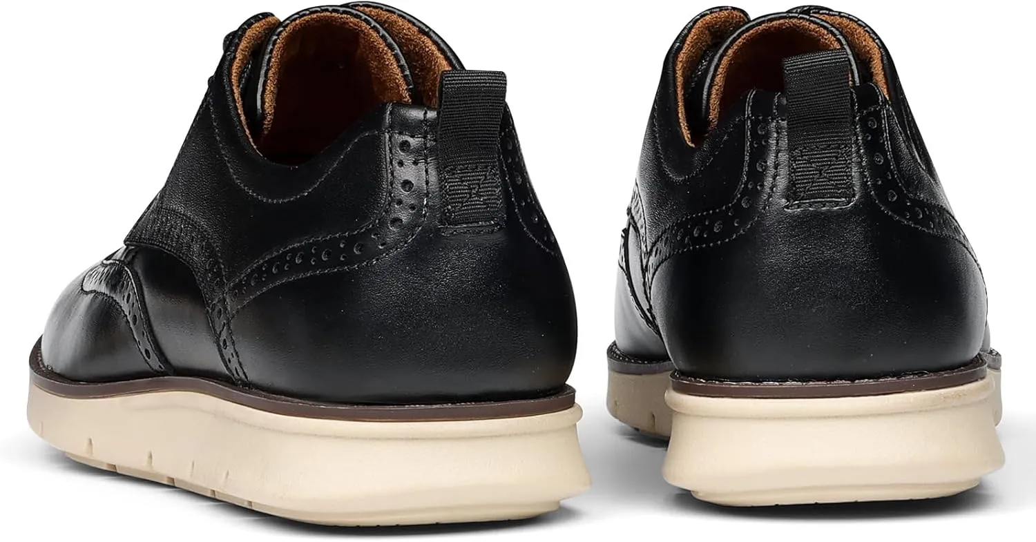 Mens Casual Dress Shoes Genuine Leather Plain Toe Mens Dress Sneakers Lightweight Comfortable Business Casual Oxford Shoes for Men