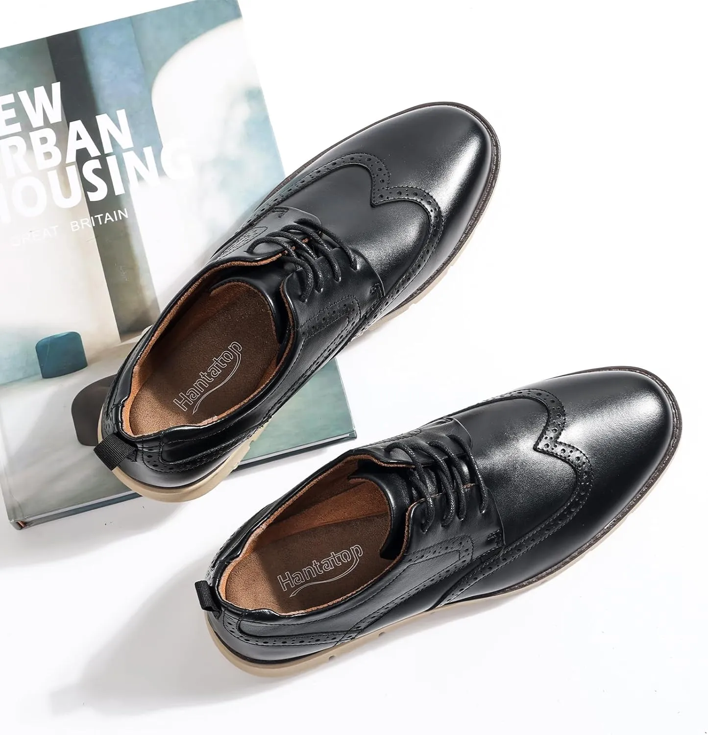 Mens Casual Dress Shoes Genuine Leather Plain Toe Mens Dress Sneakers Lightweight Comfortable Business Casual Oxford Shoes for Men