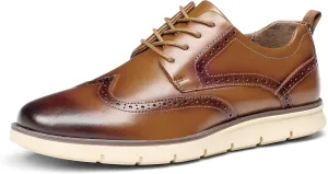 Mens Casual Dress Shoes Genuine Leather Plain Toe Mens Dress Sneakers Lightweight Comfortable Business Casual Oxford Shoes for Men