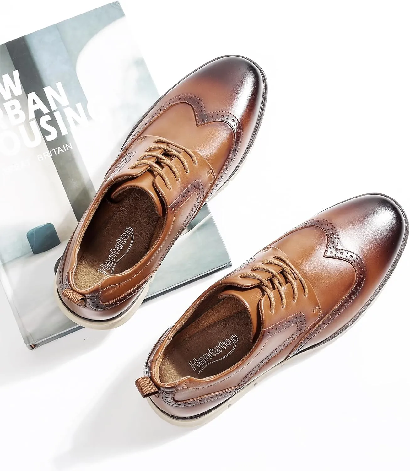 Mens Casual Dress Shoes Genuine Leather Plain Toe Mens Dress Sneakers Lightweight Comfortable Business Casual Oxford Shoes for Men