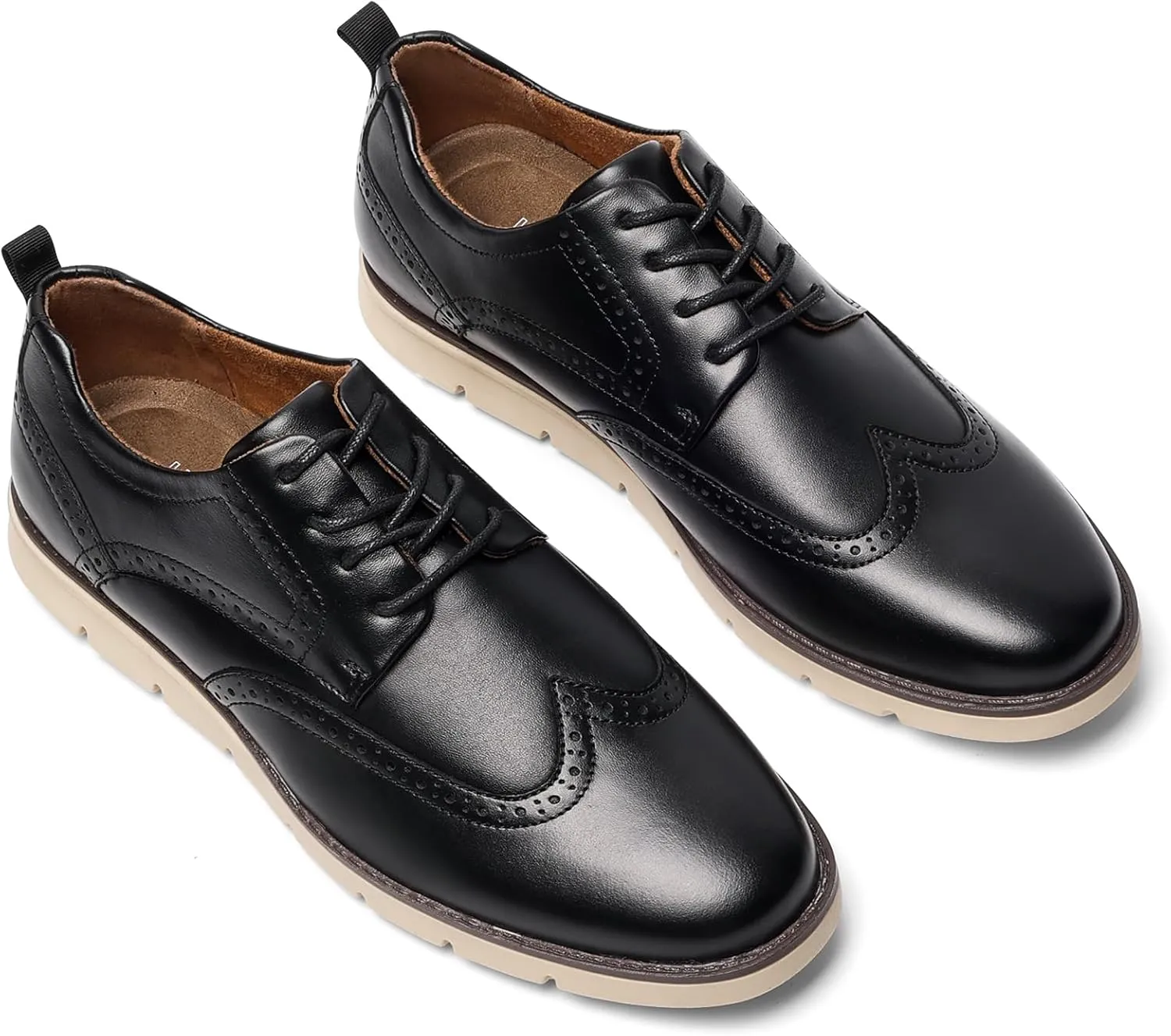 Mens Casual Dress Shoes Genuine Leather Plain Toe Mens Dress Sneakers Lightweight Comfortable Business Casual Oxford Shoes for Men