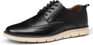 Mens Casual Dress Shoes Genuine Leather Plain Toe Mens Dress Sneakers Lightweight Comfortable Business Casual Oxford Shoes for Men