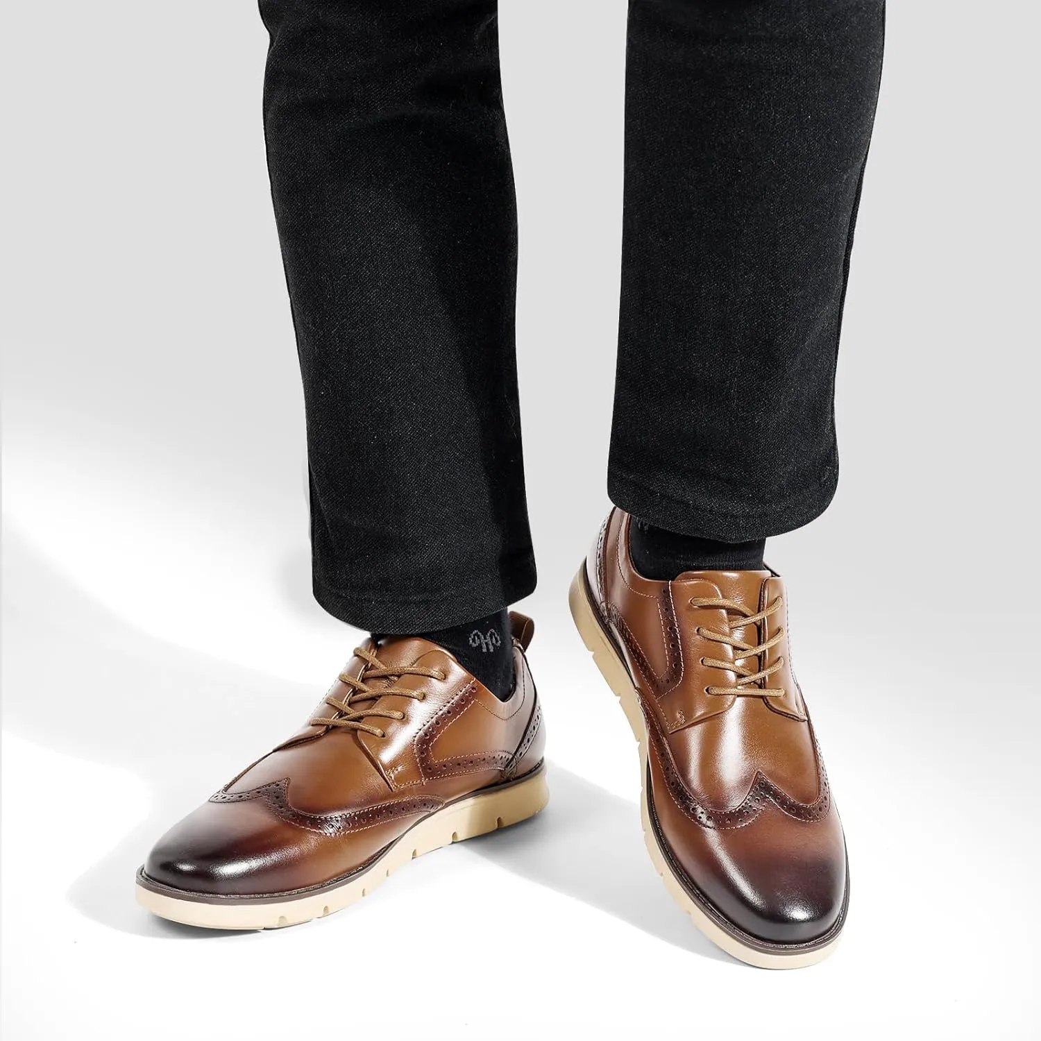 Mens Casual Dress Shoes Genuine Leather Plain Toe Mens Dress Sneakers Lightweight Comfortable Business Casual Oxford Shoes for Men