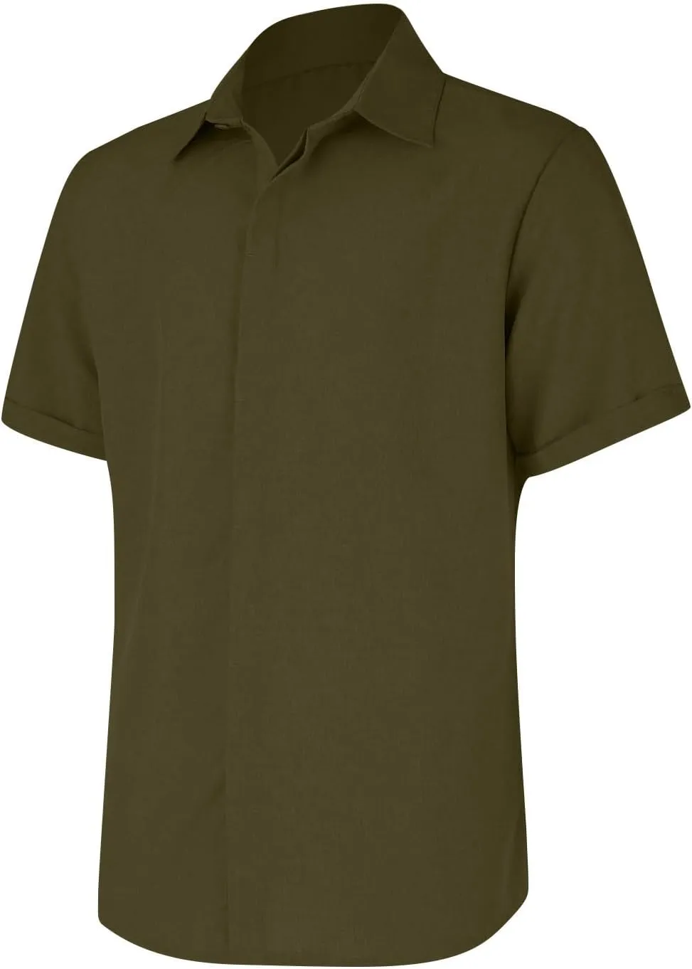 Men's Casual Linen Shirts Lightweight Short Sleeve Button Down Dress Shirt Summer Beach Lapel Collared Business Tops