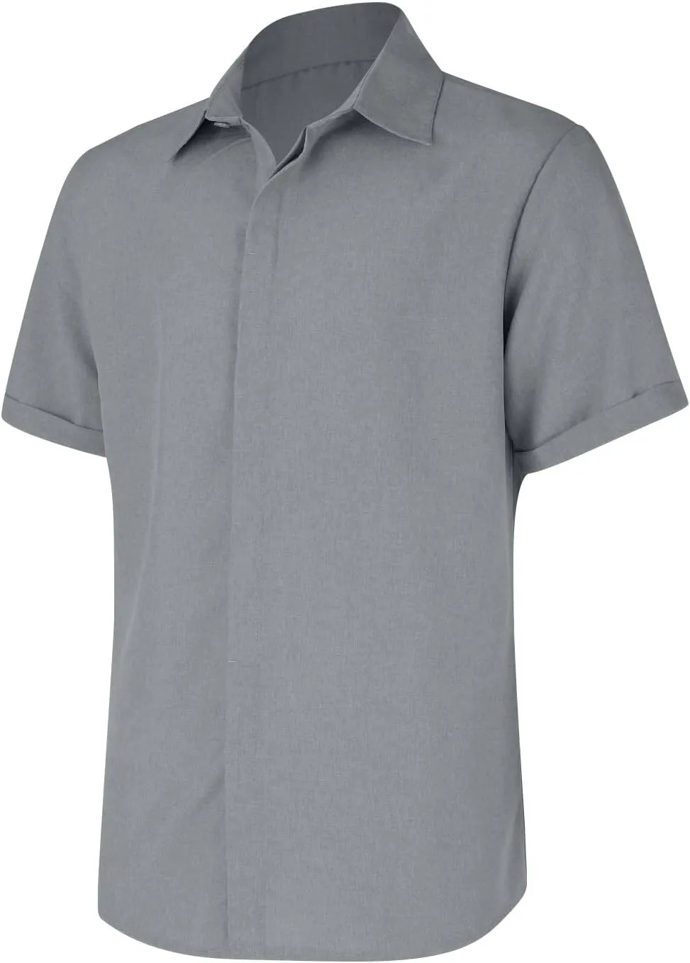 Men's Casual Linen Shirts Lightweight Short Sleeve Button Down Dress Shirt Summer Beach Lapel Collared Business Tops