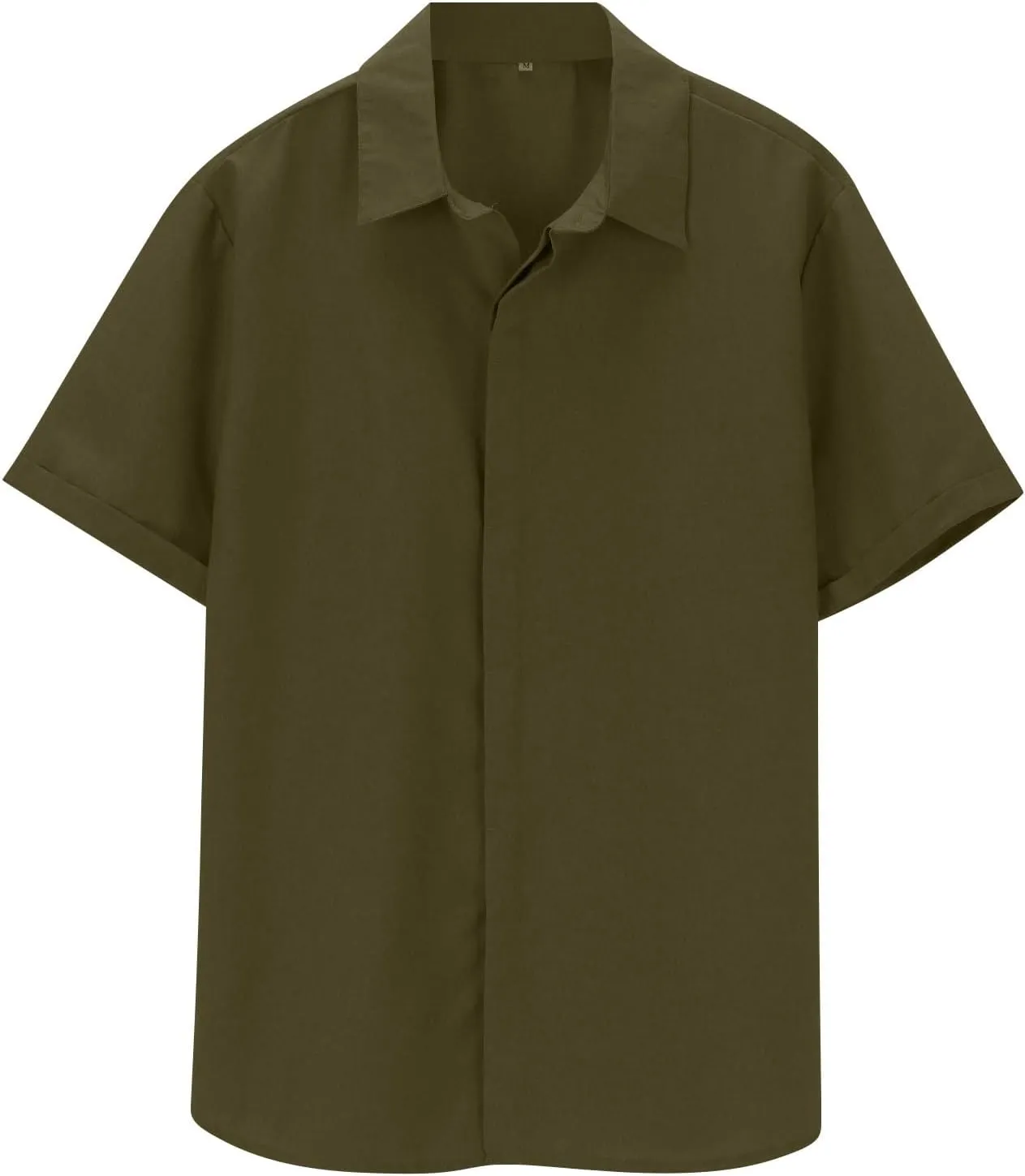 Men's Casual Linen Shirts Lightweight Short Sleeve Button Down Dress Shirt Summer Beach Lapel Collared Business Tops
