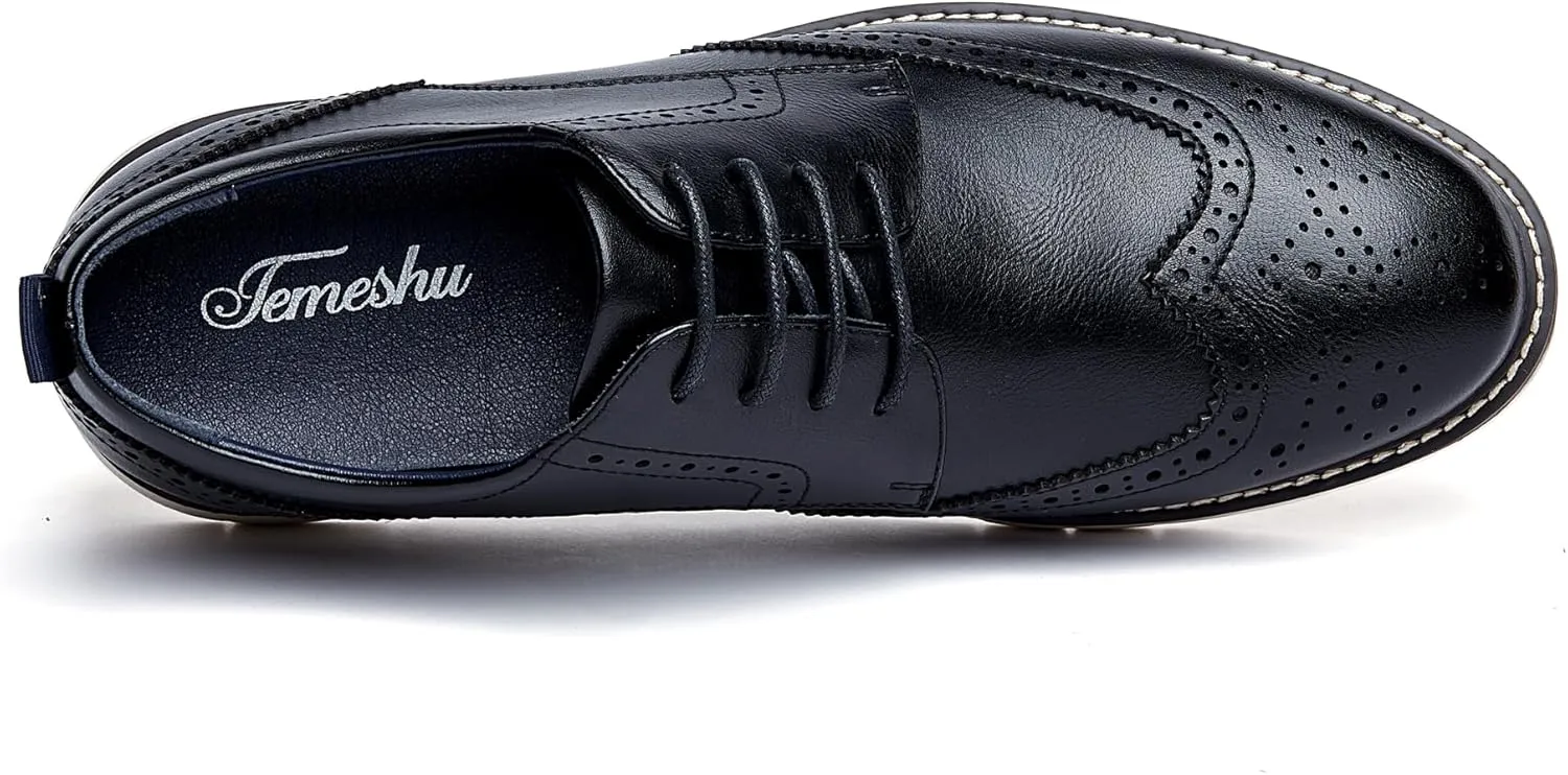 Men's Casual Oxfords Plain Toe Business Formal Dress Shoes Brown Black