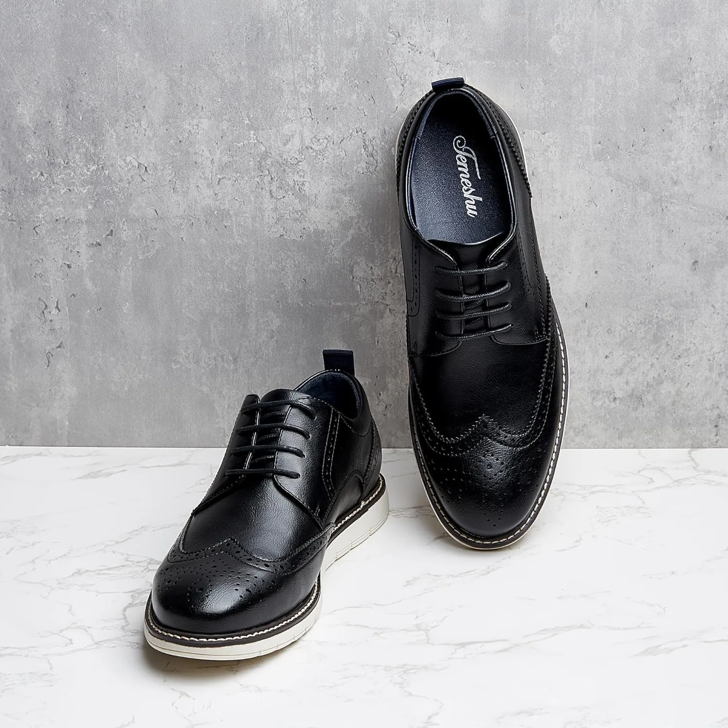 Men's Casual Oxfords Plain Toe Business Formal Dress Shoes Brown Black
