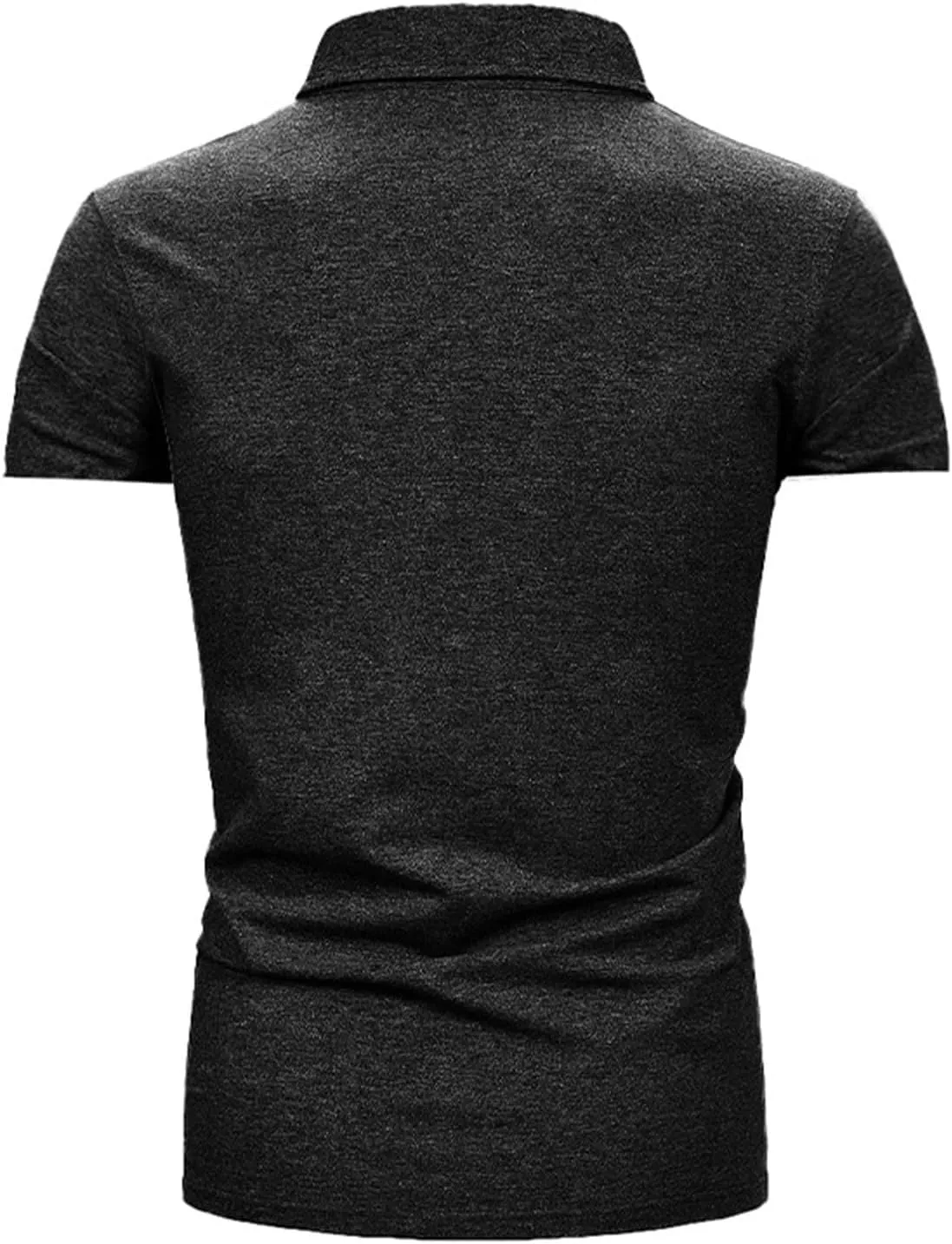 Mens Casual Slim Fit Polo Shirts Short Sleeve Classic Lapel Collar Quarter Button Tops Cotton Breathable Muscle Shirt