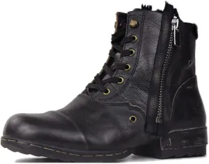 Mens Chukka Biker Cowboy Stylish Motorcycle Combat Hiking Fashion Casual Cowhide Leather Ankle Side Zipper Boots CD-5008-8-Retro-US-R
