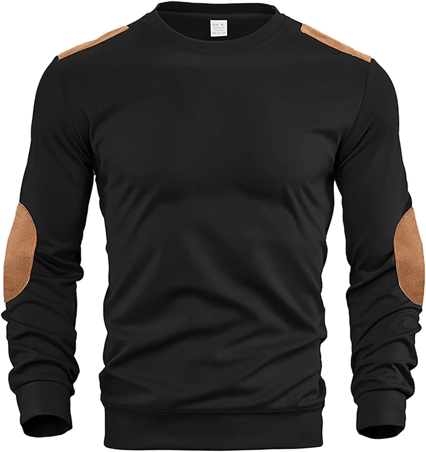 Men's Creeneck Long Sleeve Shirt Casual Loose Color Block Regular Fit Base T Shirts Fashion Athletic Pullover Sweater