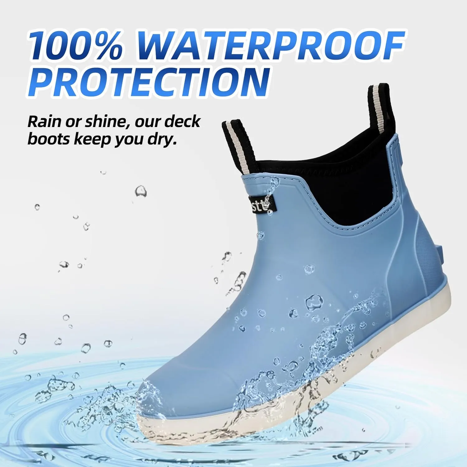 Men's Deck Boots Waterproof Fishing Rain Boots, Anti-Slip Rubber Boots Ankle Booties, High-Performance Footwear Chelsea Boots for Gardening Boating Camping Sailing