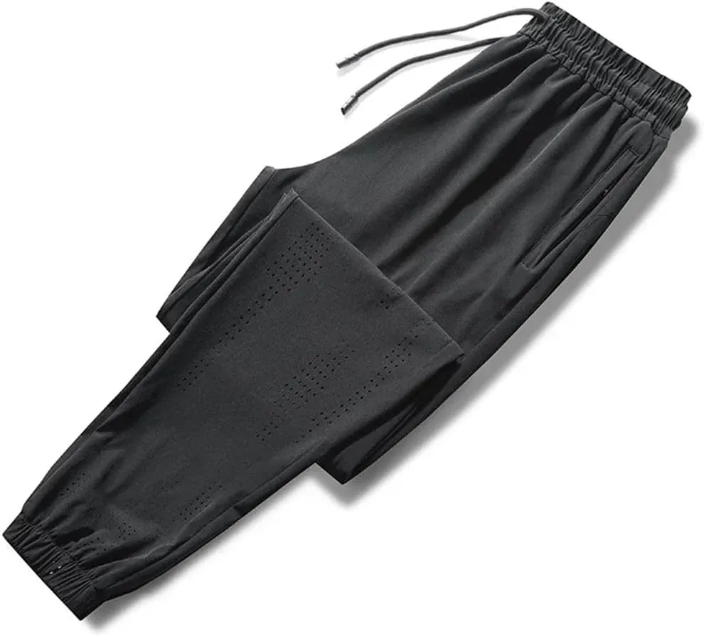 Men's Elastic High Waist Loose Trousers Pockets Casual Sweatpants Preppy Style Harem Pants