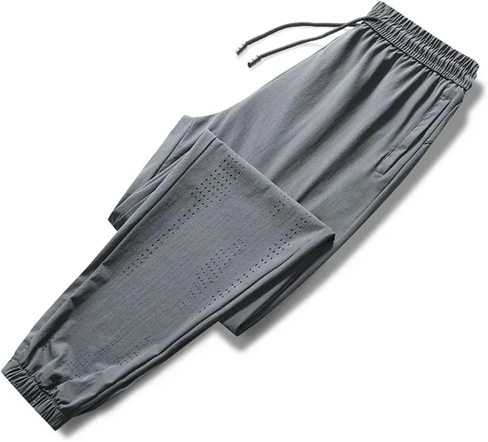 Men's Elastic High Waist Loose Trousers Pockets Casual Sweatpants Preppy Style Harem Pants