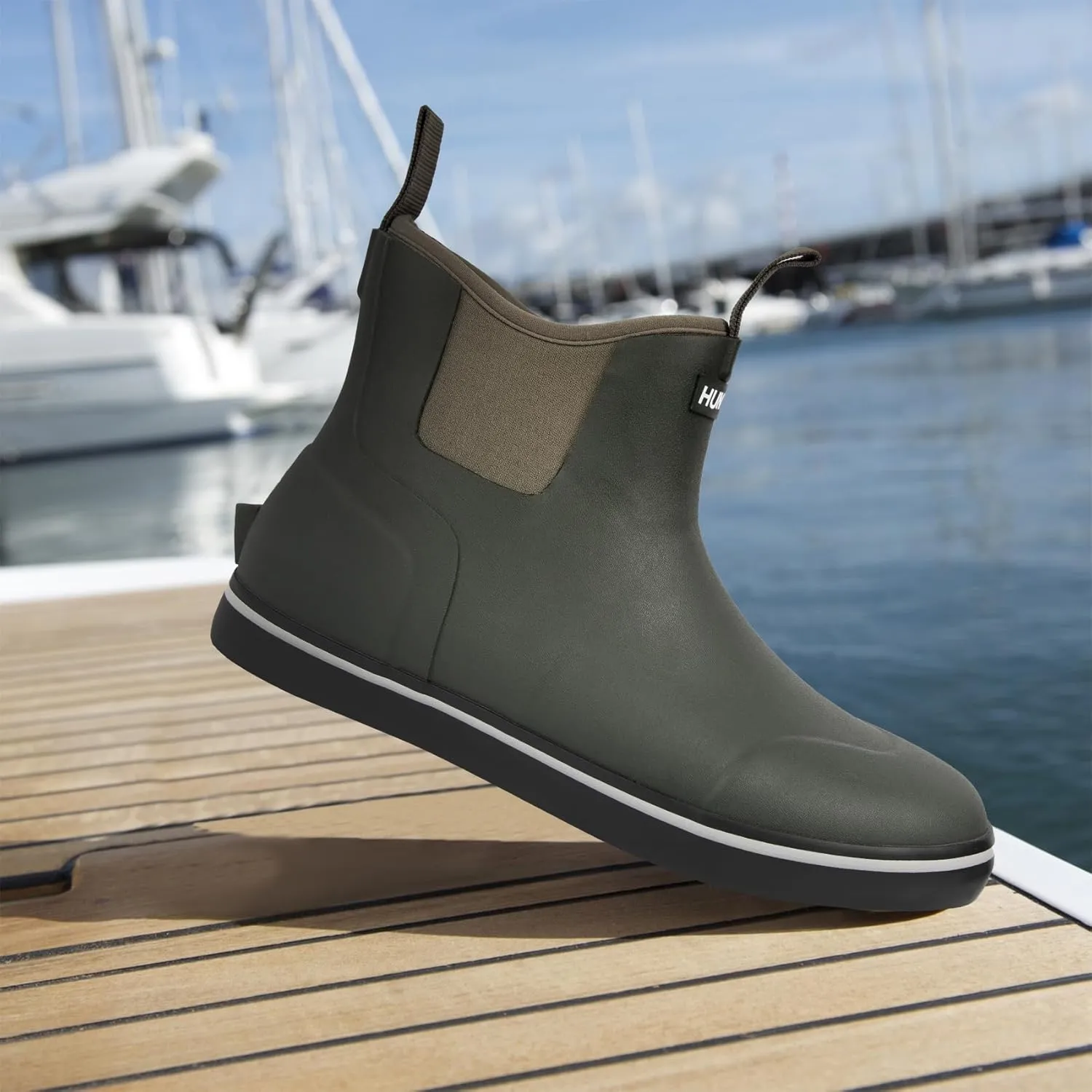Men’s Fishing Boots, Waterproof Deck Boots Anti-Slip Rubber 3mm Breathable Neoprene Rain boots. Ideal for Fishing and Outdoor Activities