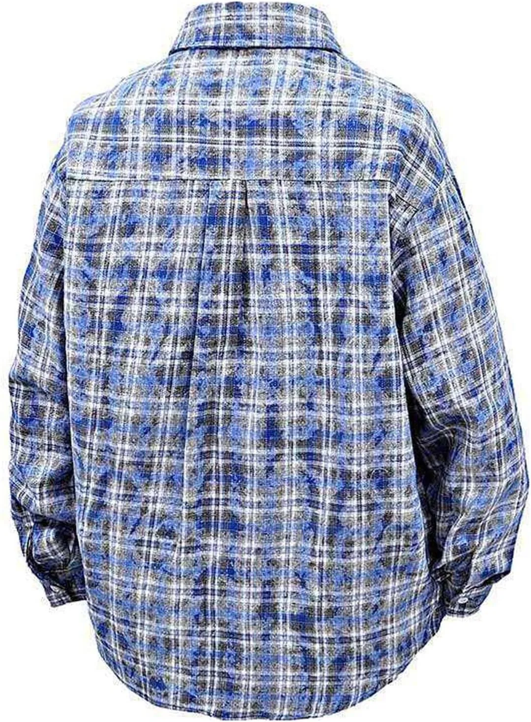 Men's Graceful Printed Plaid Lapel Shirts Casual Long Sleeve Button Tops with Pockets Walking Picnic Vacation