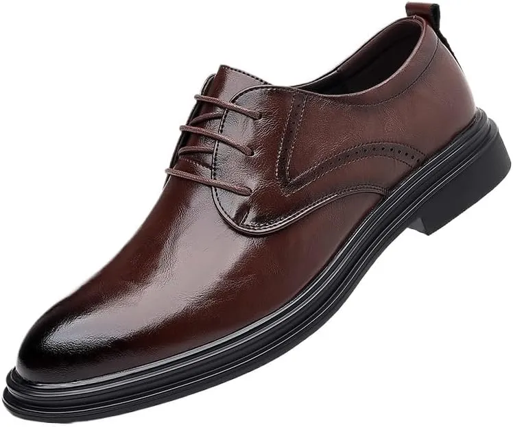 Men's Handmade Leather Modern Classic Lace up Leather Lined Perforated Dress Oxfords Shoes Men Brogue Business Shoes