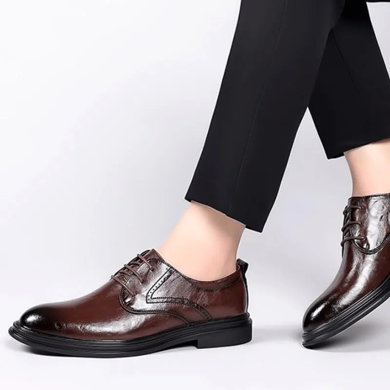 Men's Handmade Leather Modern Classic Lace up Leather Lined Perforated Dress Oxfords Shoes Men Brogue Business Shoes