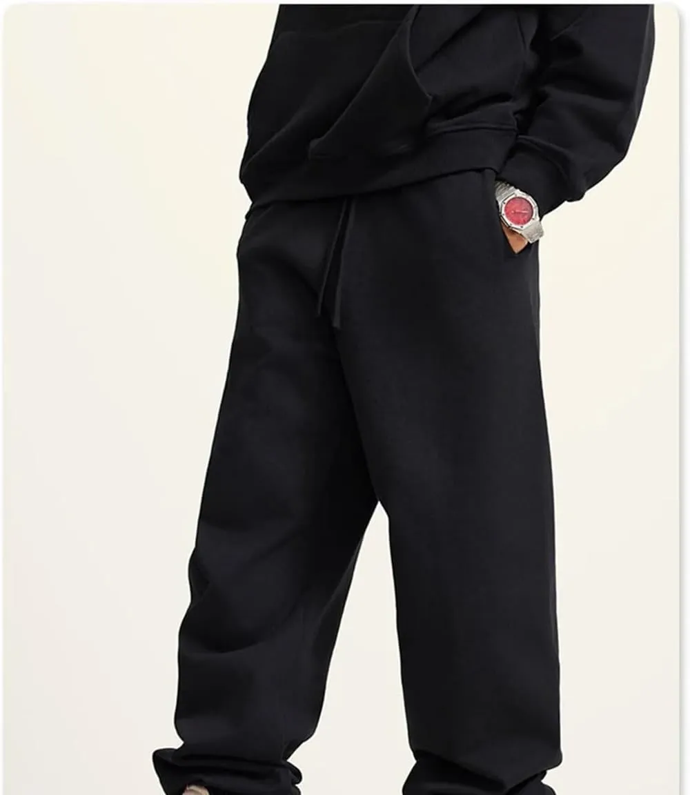 Men's Heavy Weight Solid Sweatpants Elastic Waist Loose Fit Casual Sport Joggers Streetwear