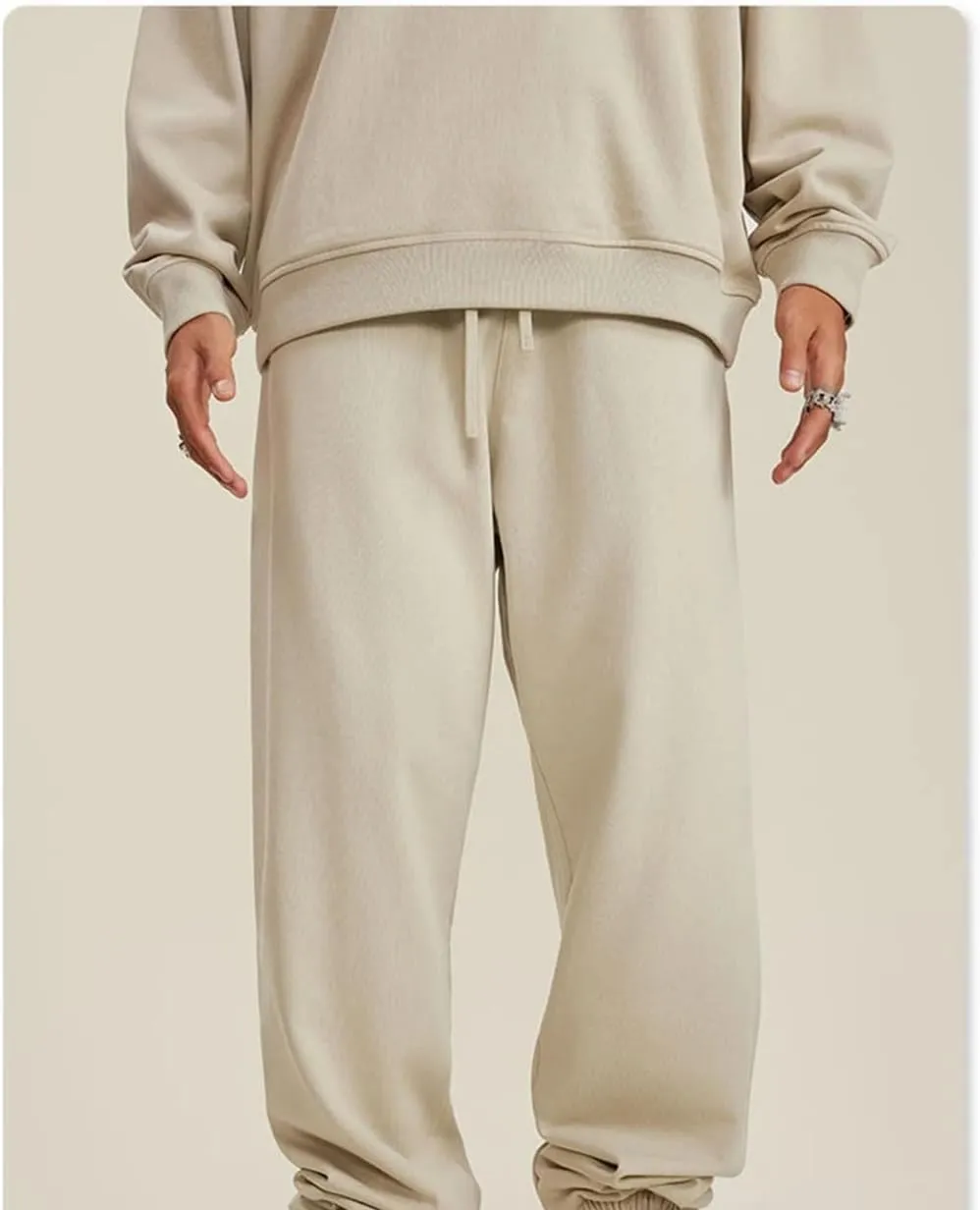 Men's Heavy Weight Solid Sweatpants Elastic Waist Loose Fit Casual Sport Joggers Streetwear