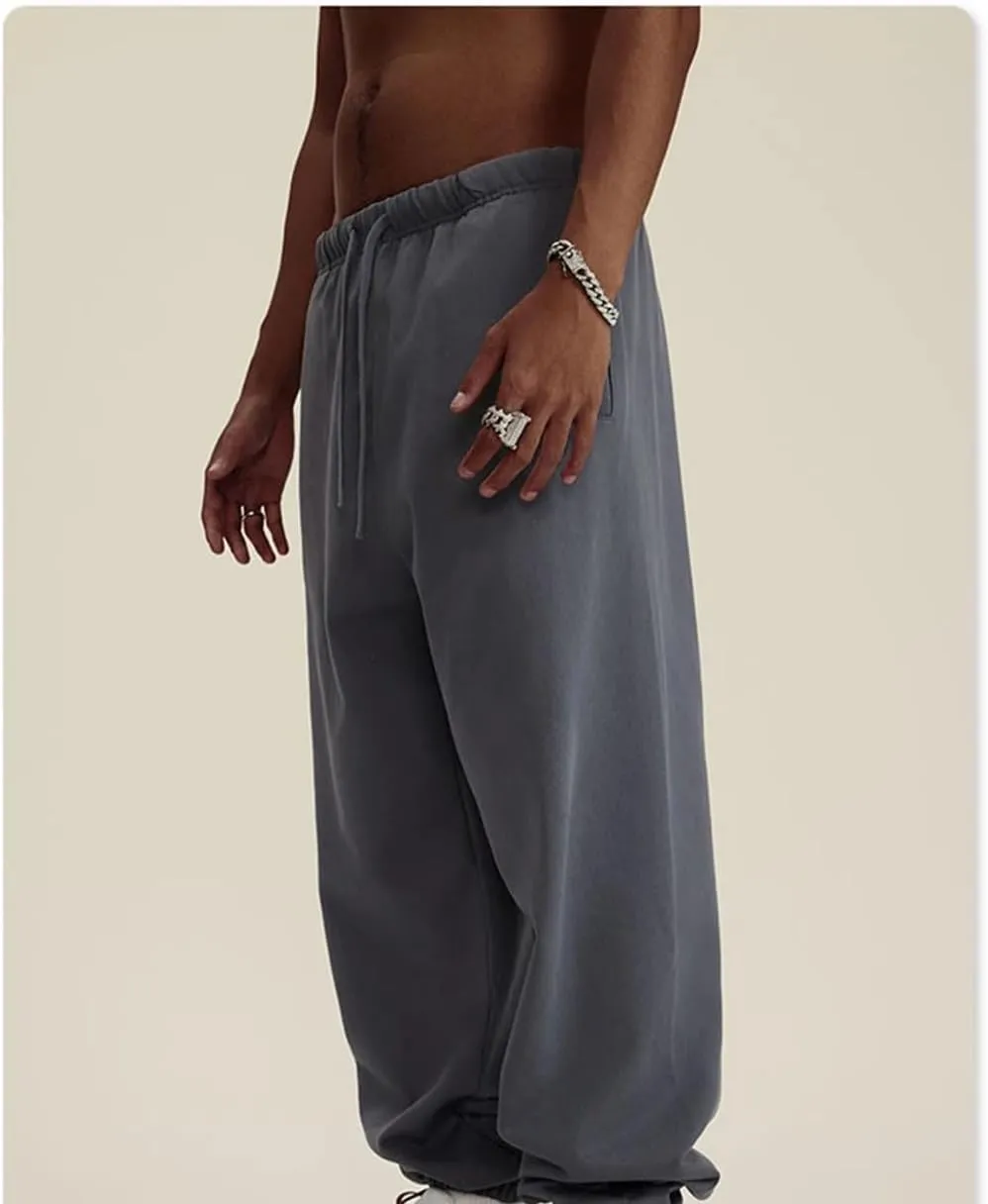 Men's Heavy Weight Solid Sweatpants Elastic Waist Loose Fit Casual Sport Joggers Streetwear