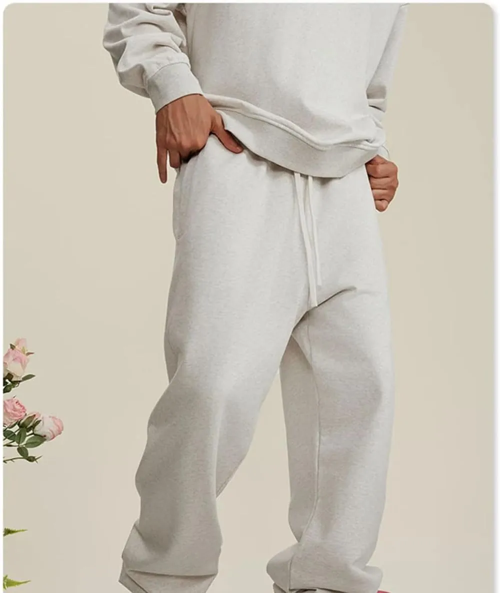 Men's Heavy Weight Solid Sweatpants Elastic Waist Loose Fit Casual Sport Joggers Streetwear