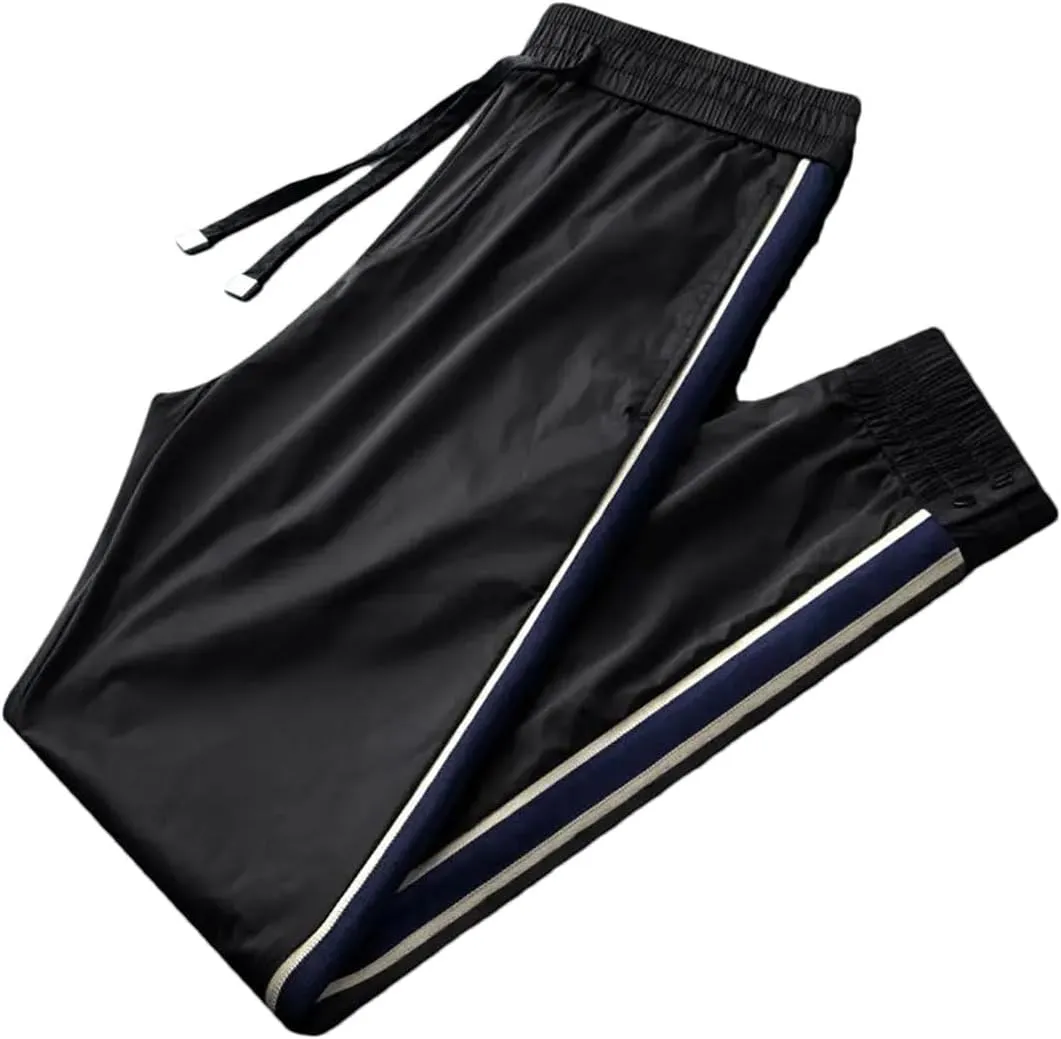Men's High Waist Loose Fit Lightweight Sports Pants with Elastic Waist and Pockets Casual Summer Trousers