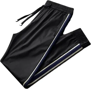 Men's High Waist Loose Fit Lightweight Sports Pants with Elastic Waist and Pockets Casual Summer Trousers