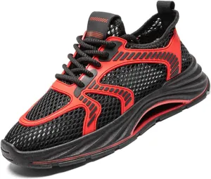 Men's Lightweight Breathable Mesh Athletic Shoes - Water Hiking Sneakers with Anti-Slip Sole & Shock-Absorbing Design for Outdoor Training Stream-Crossing and Casual Wear