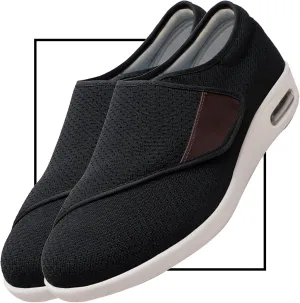 Mens Loafers Wide Fit Slip On Leather Shoes Breathable Knit Mesh Upper Comfortable Moccasins Casual Walking Sneakers for Men Soft Sole Lightweight Sneakers