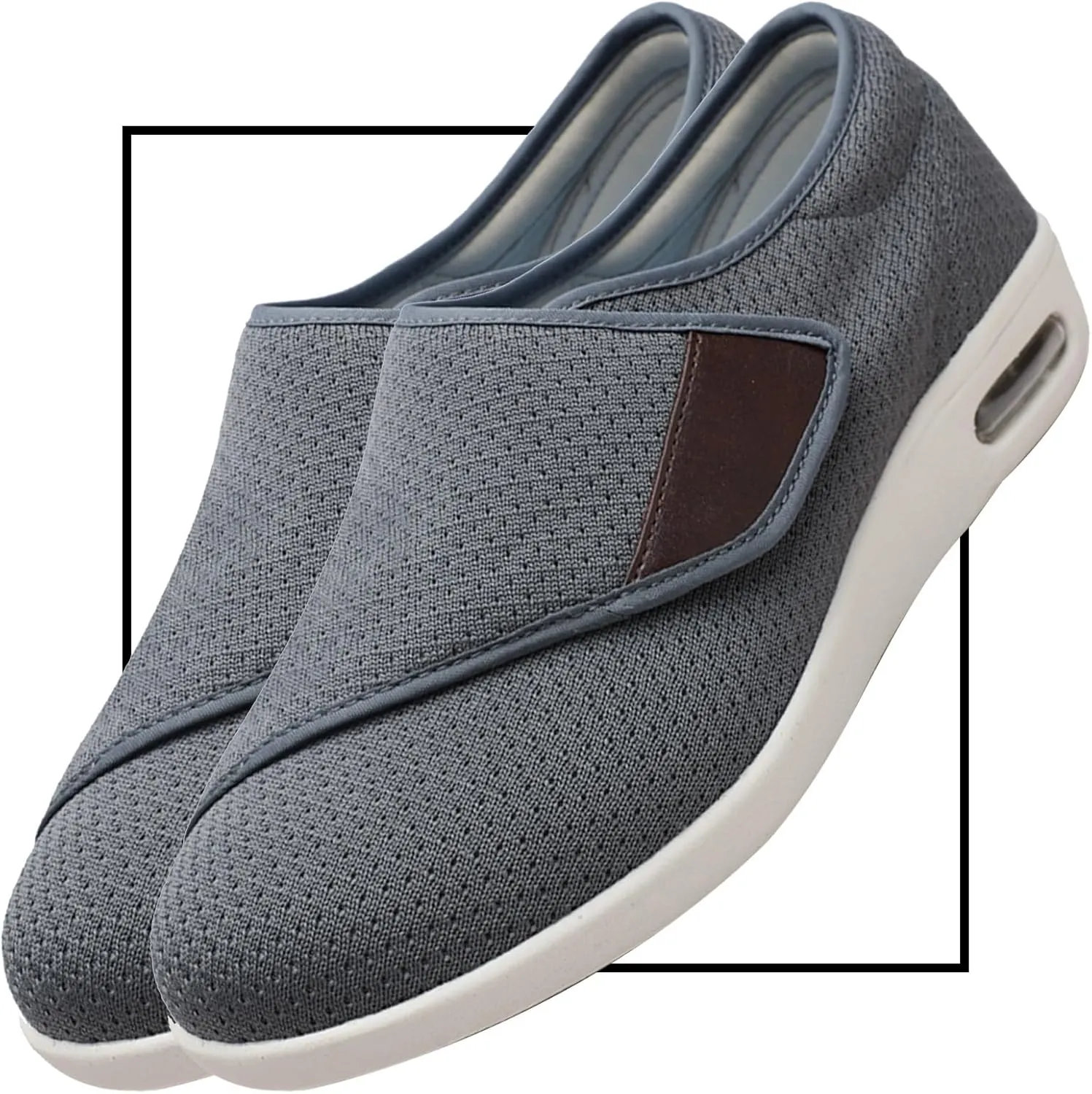 Mens Loafers Wide Fit Slip On Leather Shoes Breathable Knit Mesh Upper Comfortable Moccasins Casual Walking Sneakers for Men Soft Sole Lightweight Sneakers