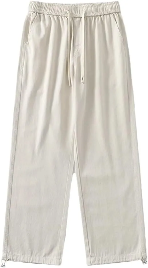 Men's Loose Fit Straight Leg Jogger Pants Elastic Waist Midweight Casual Sweatpants for Spring Autumn