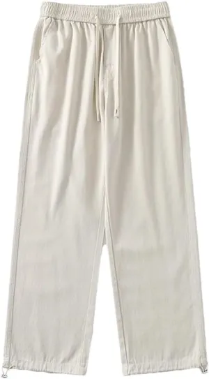 Men's Loose Fit Straight Leg Jogger Pants Elastic Waist Midweight Casual Sweatpants for Spring Autumn