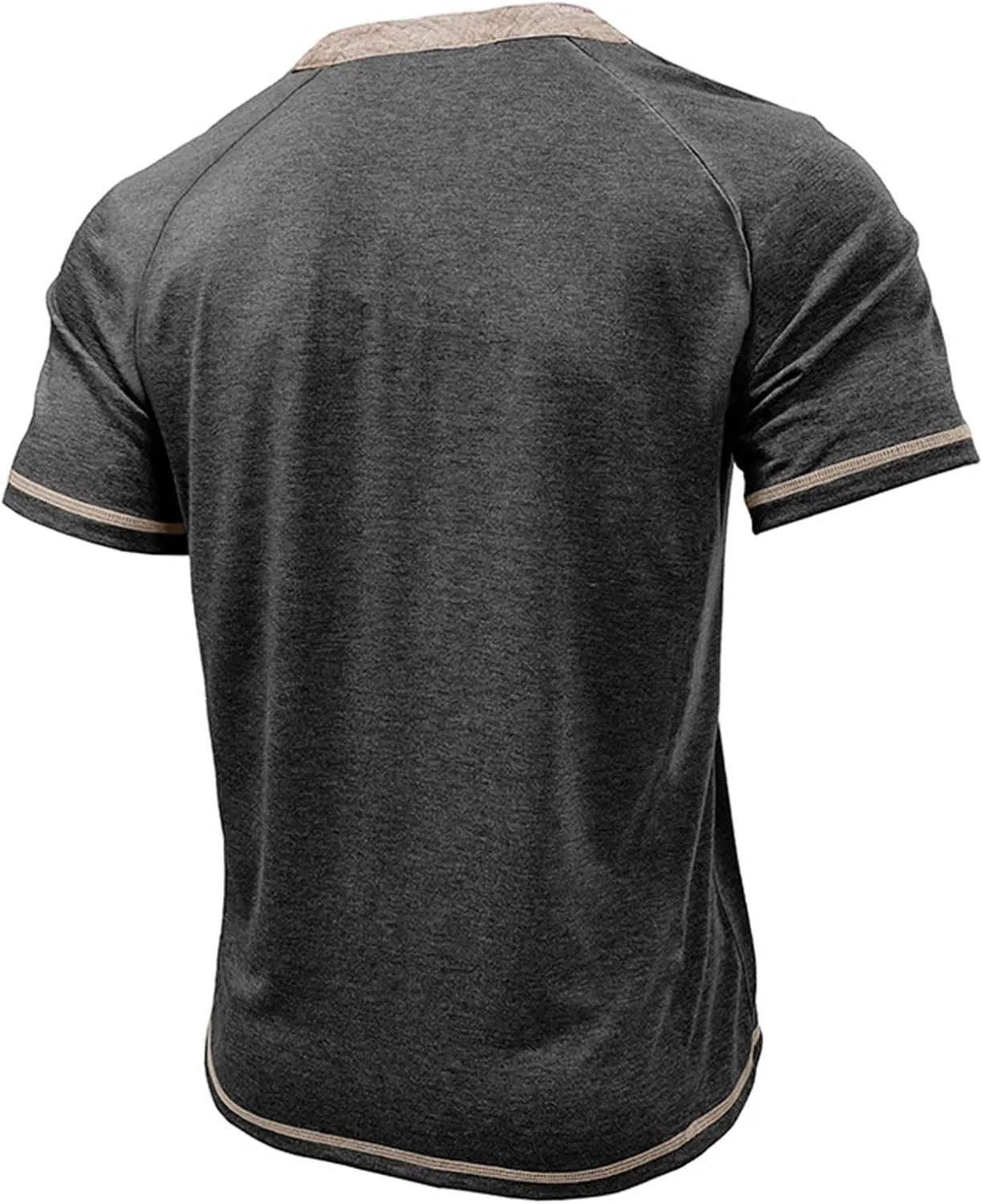 Men's Muscle Slim Henley Shirts Crewneck Short Sleeve Button Down Slim Fit Longline T-Shirt Gym Workout Athletic Tees