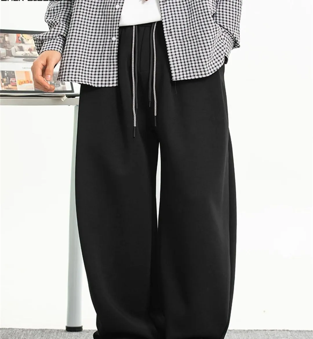 Men's Oversized Drop-Crotch Pleated Joggers with Drawstring Waist Japanese Style Casual Pants