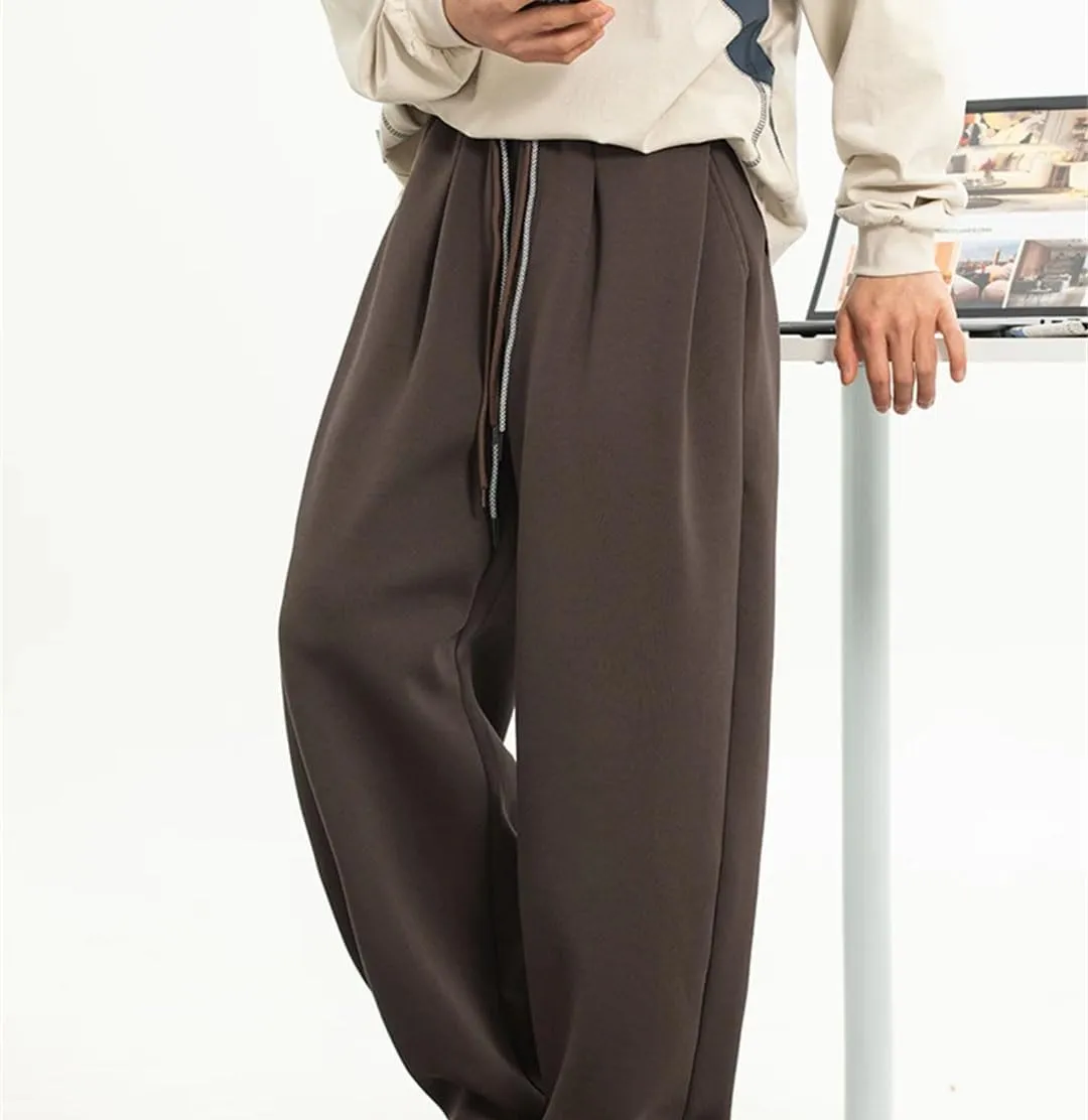 Men's Oversized Drop-Crotch Pleated Joggers with Drawstring Waist Japanese Style Casual Pants