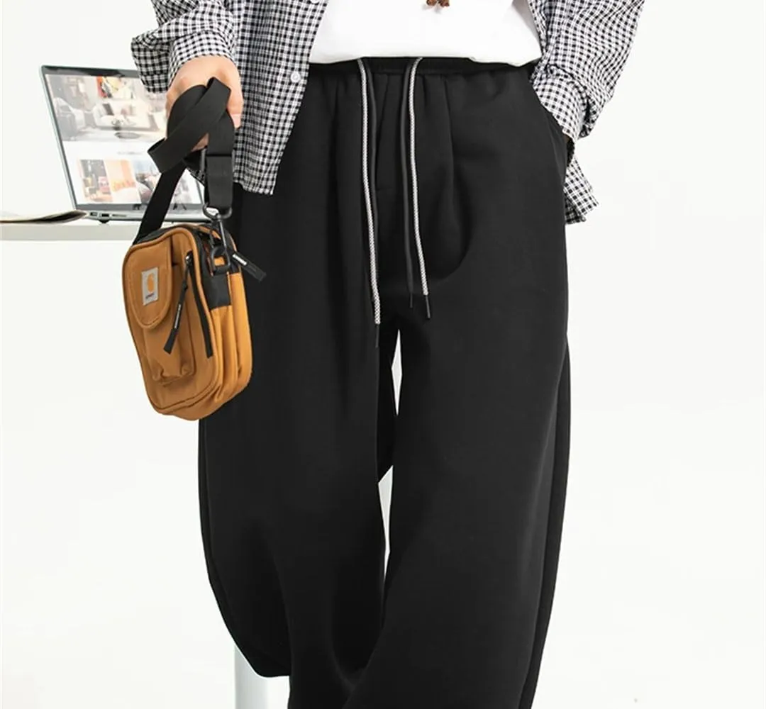 Men's Oversized Drop-Crotch Pleated Joggers with Drawstring Waist Japanese Style Casual Pants