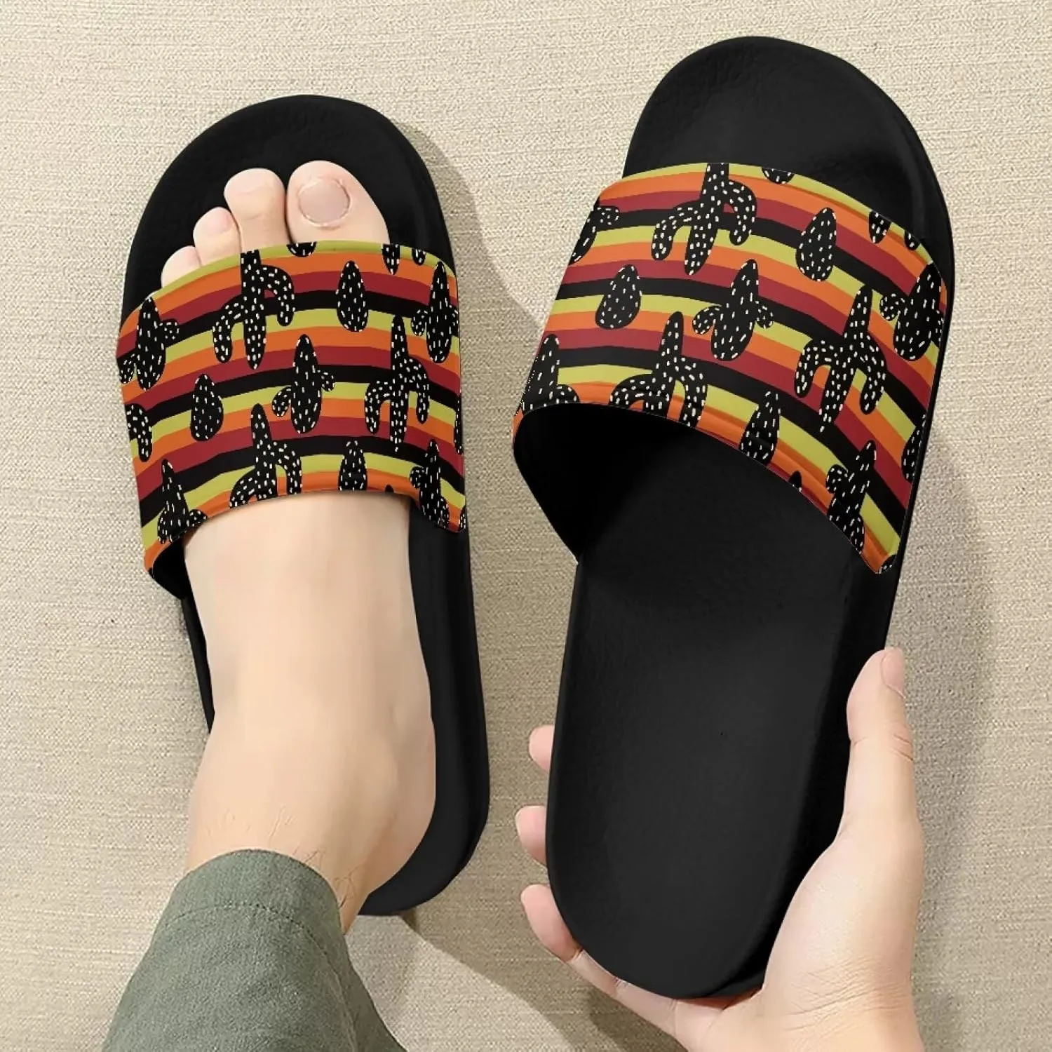 Mens Pillow House Sandals Ultimate Comfort Casual Slide Sandals Open Toe Non-Slip Slippers Water Friendly Soft Flat Shoes Single Band Shoes