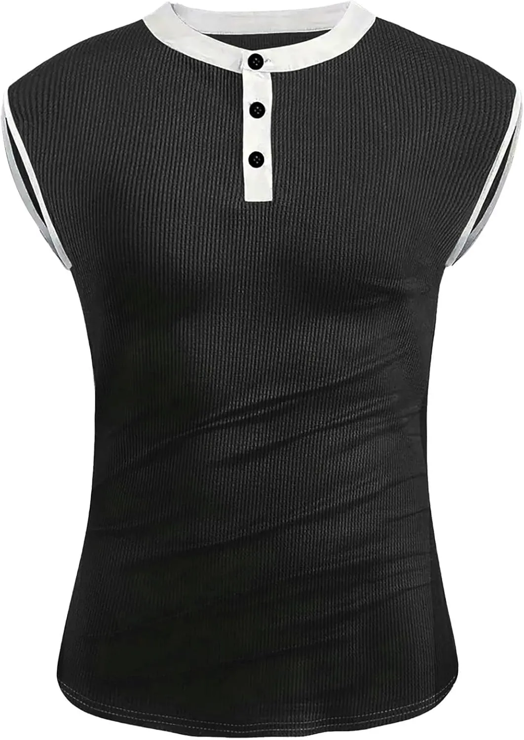 Mens Ribbed Muscle Tank Tops Button Down Slim Fit Sleeveless Henley Shirts Gym Bodybuilding Casual Beach Hippie Shirt
