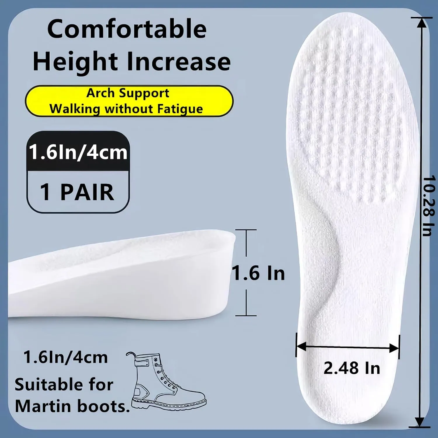 Mens Shoe Lifts for Height,Shoe Wedges Height Inserts for Men,Height Increase Insoles for Women,Highpads 2.0 Men,Heel Lift Inserts,Insoles That Make You Taller,Height Booster(10.28''Lx1.6''UP) (1PAIR)