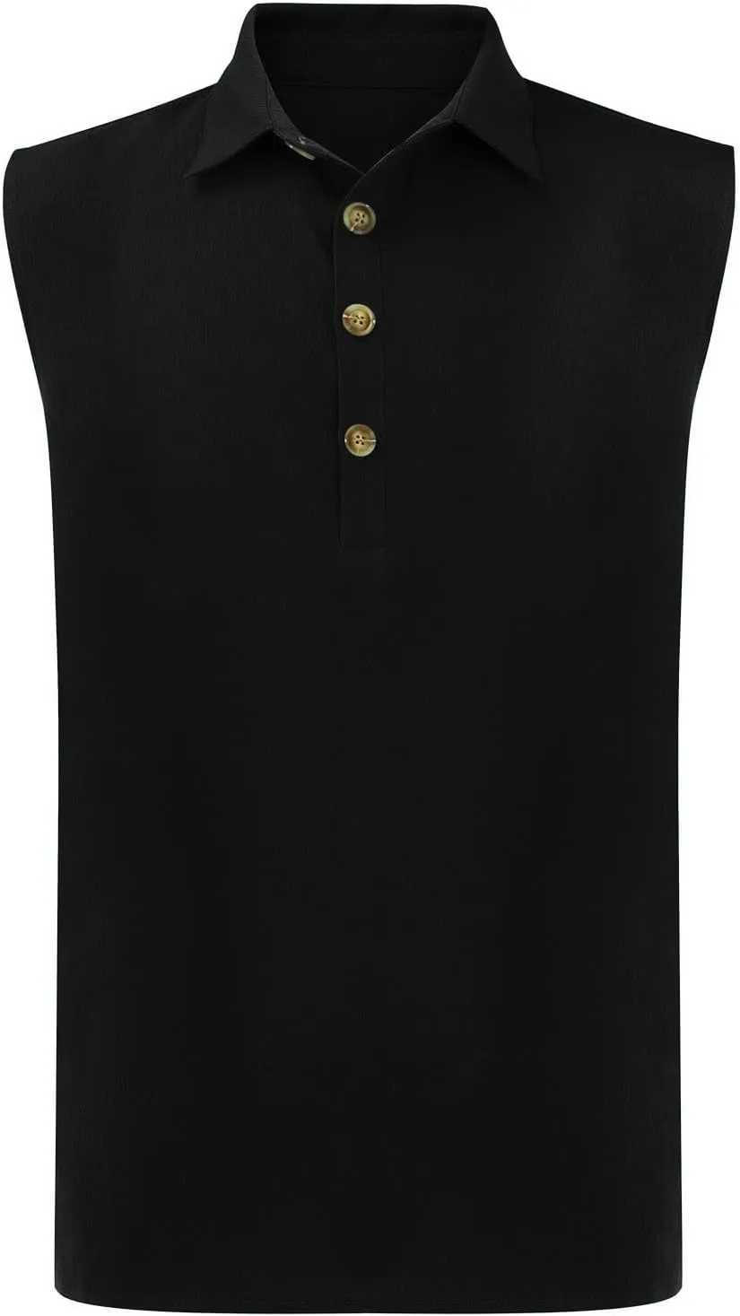 Mens Sleeveless Button Down Beach Shirts Casual Summer Hippie Tank Tops Fashion Solid Collared Linen Tank Shirt 2025