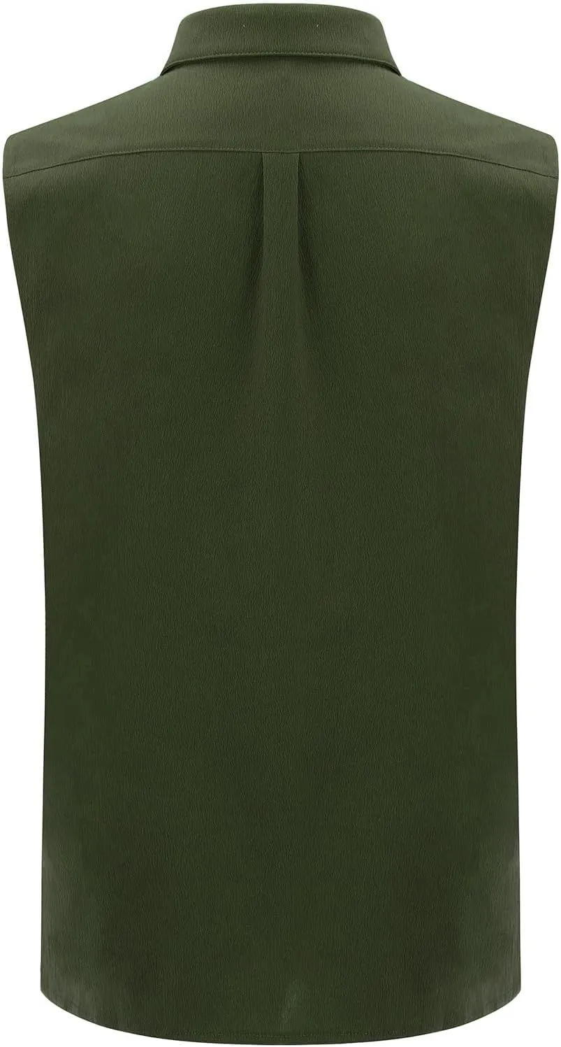 Mens Sleeveless Button Down Beach Shirts Casual Summer Hippie Tank Tops Fashion Solid Collared Linen Tank Shirt 2025