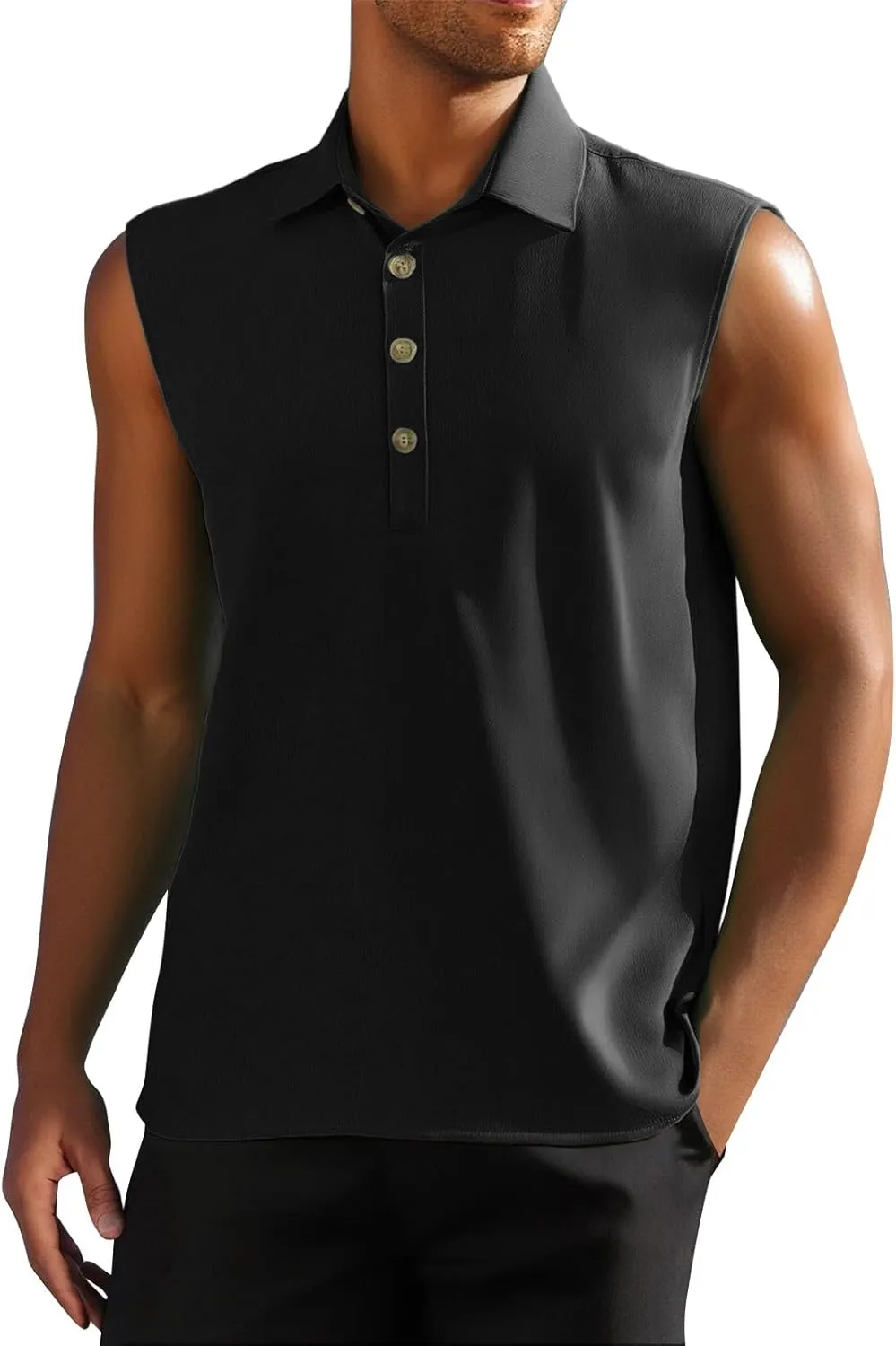 Mens Sleeveless Button Down Beach Shirts Casual Summer Hippie Tank Tops Fashion Solid Collared Linen Tank Shirt 2025
