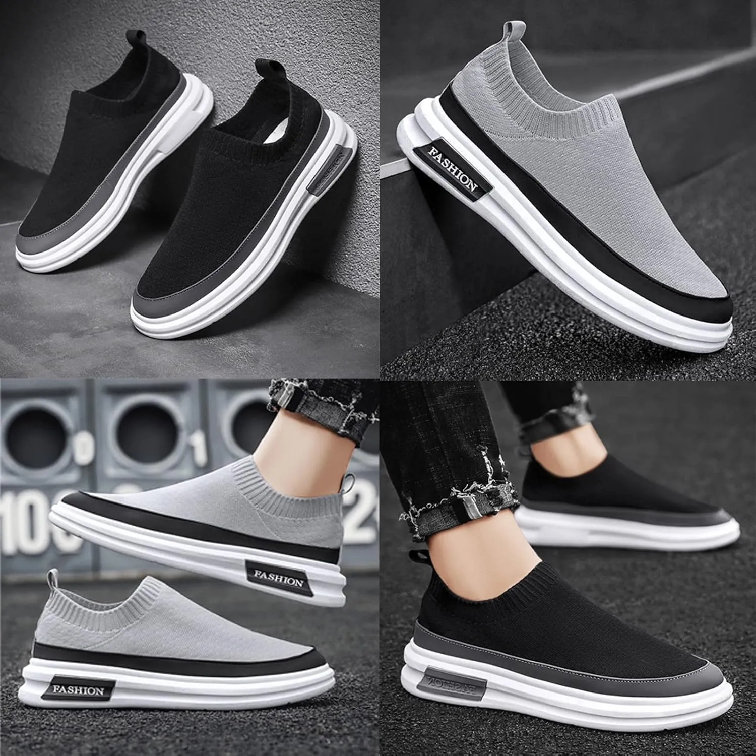 Men's Slip on Casual Walking Sneakers,Fashion Comfort Mesh Socks Breathable Lightweight Sport Loafer Shoes