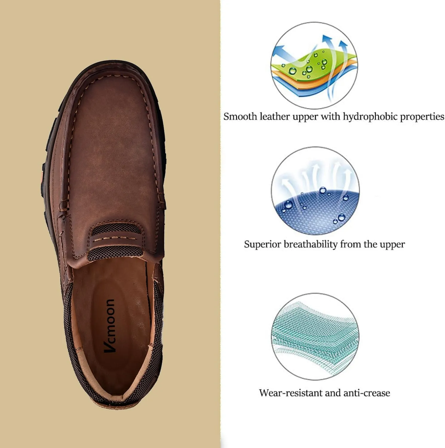 Mens Slip on Loafers Casual Leather Shoes Walking for Work Office Dress Outdoor Shoes
